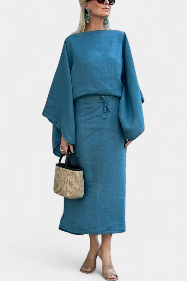 Филипа - Кимоно рокля от лен и с пояс