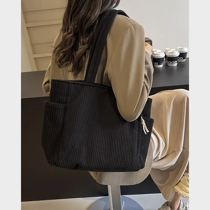 Амалия – Ребриста чанта с детайли от въже