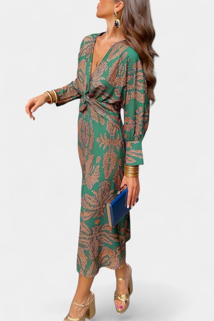 Ема Макси Рокля с V Изрез и Преден Чвор