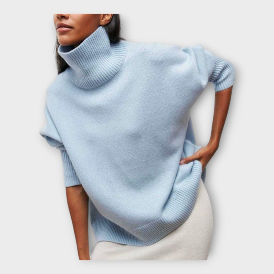 Плетен Пуловер с Висок Овратник