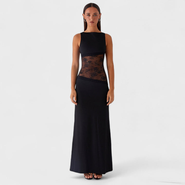 Лусинда - Дълга рокля от черна дантела