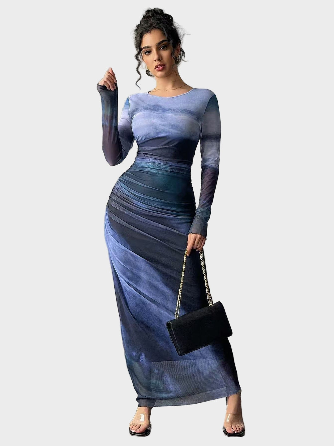 Торина – Дълга удобна рокля с десен