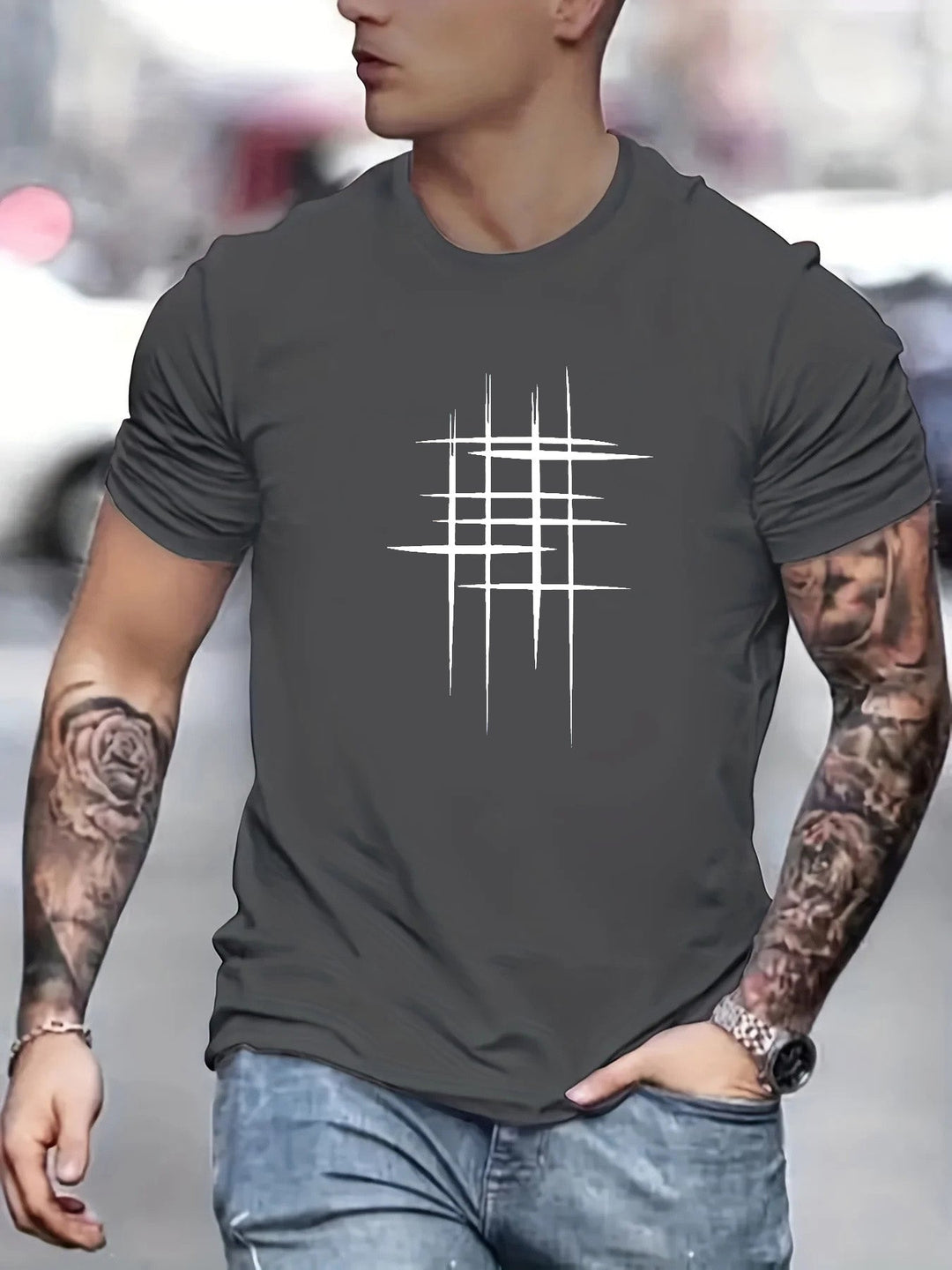 Анастас - Стилен t-shirt с кръгло деколте и графичен принт