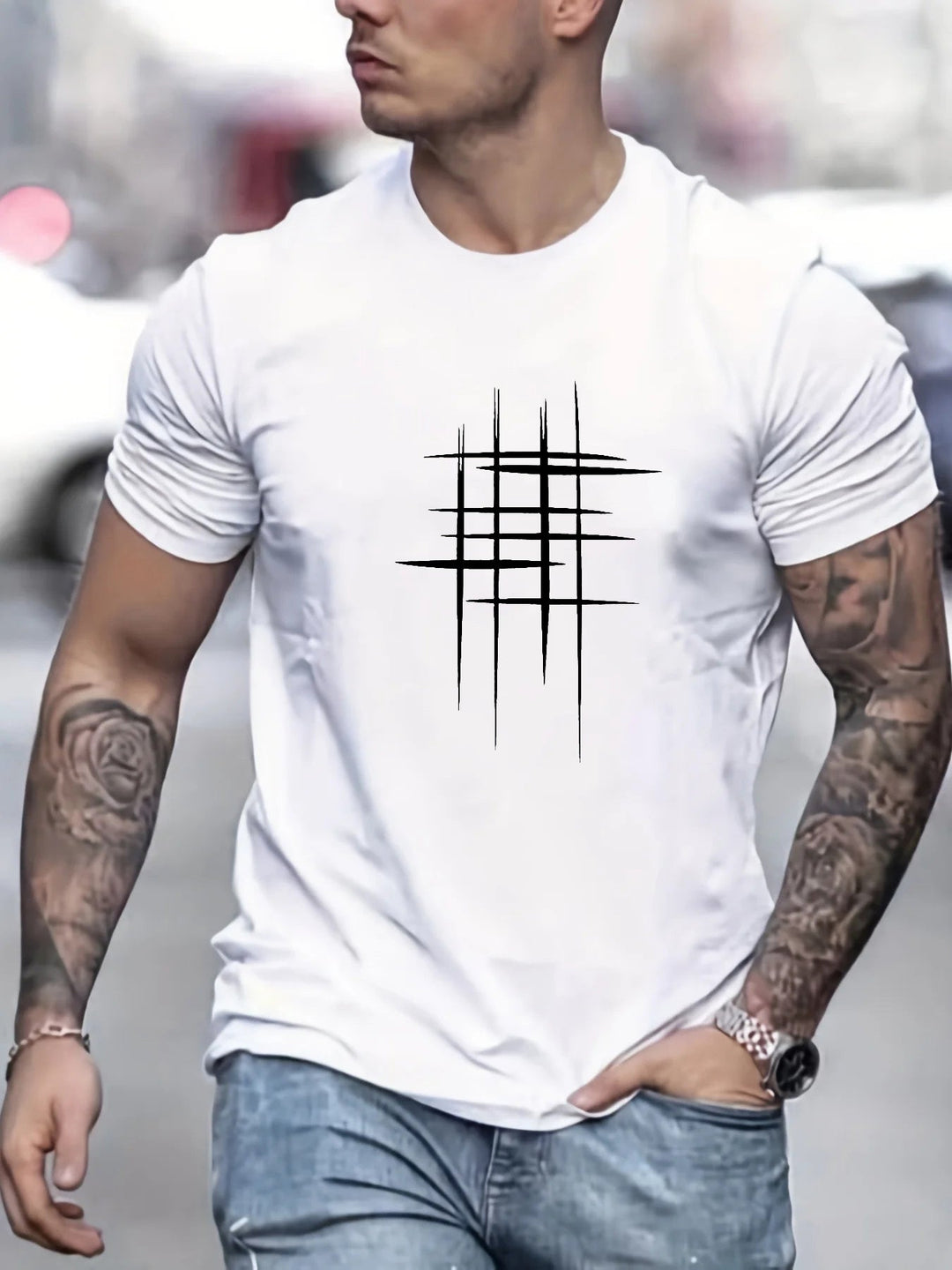 Анастас - Стилен t-shirt с кръгло деколте и графичен принт