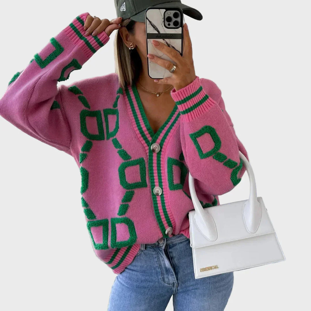 Модерен Плетен Жилетка с Геометричен Узор