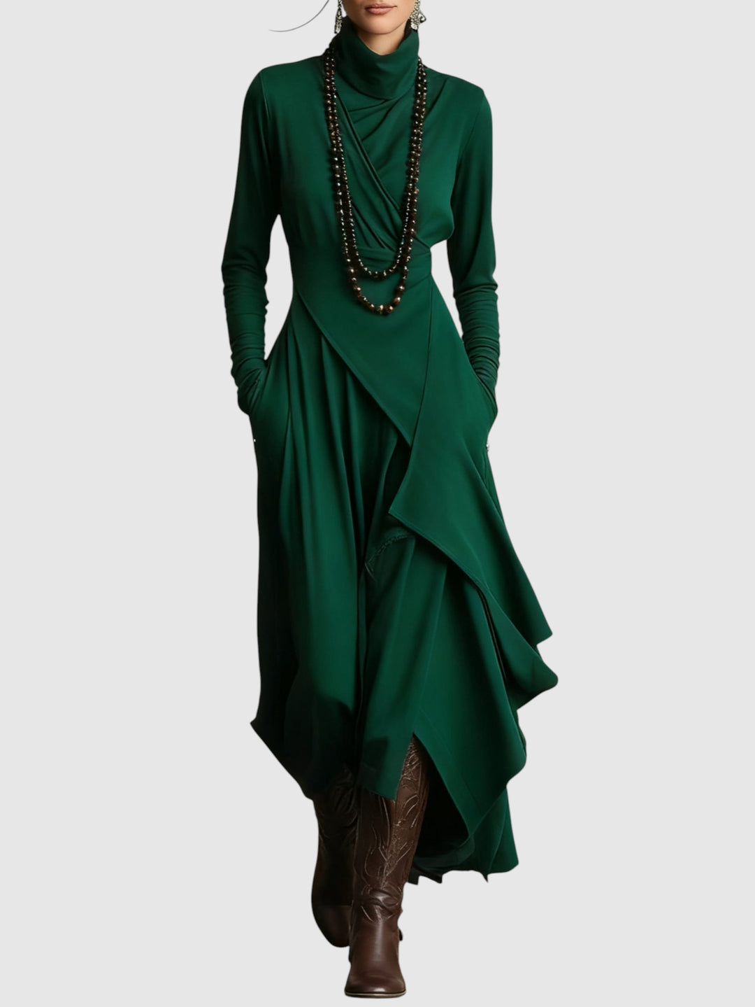 Весела – Елегантна драпирана макси рокля