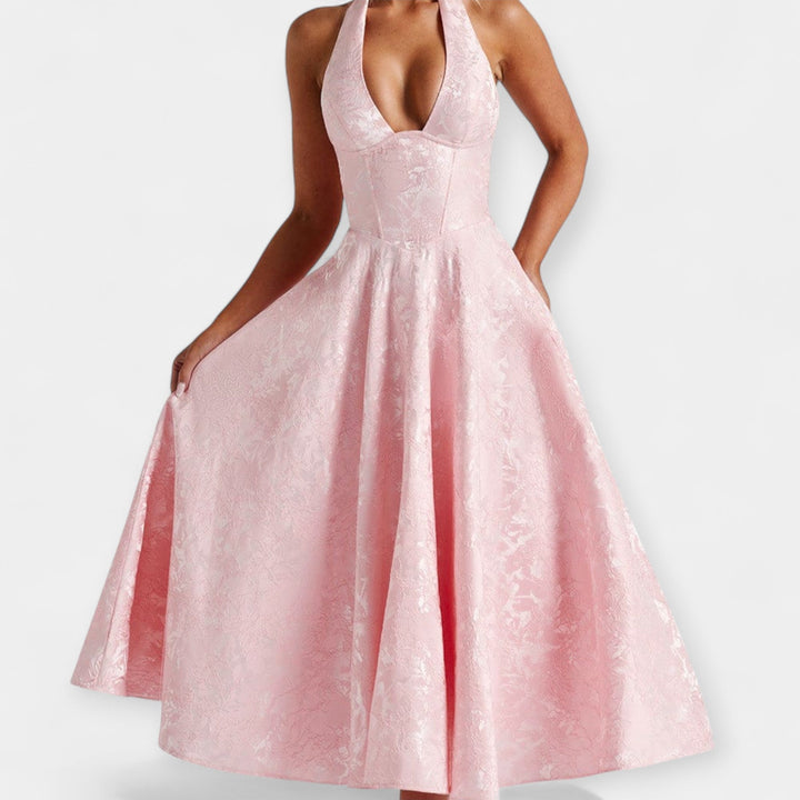 Миди Рокля с Отворен Гръб и Корсетен Дизайн