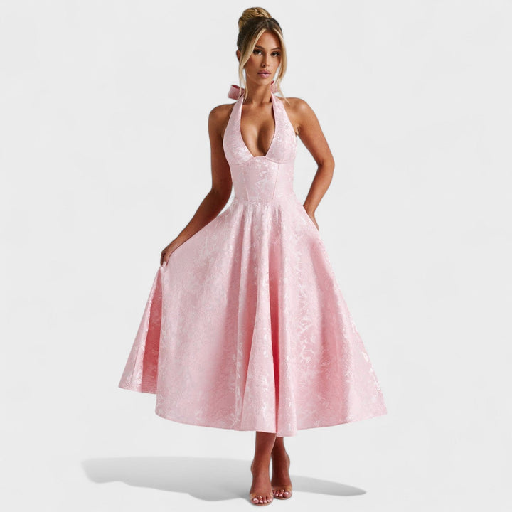 Жулиета – Миди рокля с халтер деколте