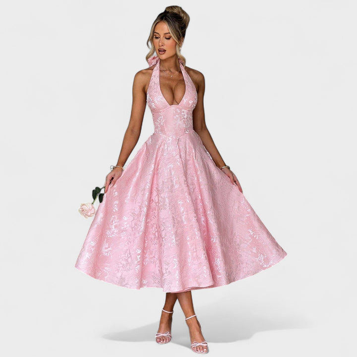 Жулиета – Миди рокля с халтер деколте