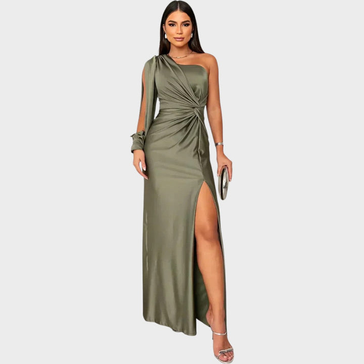 Марика – Елегантна дълга рокля на едно рамо
