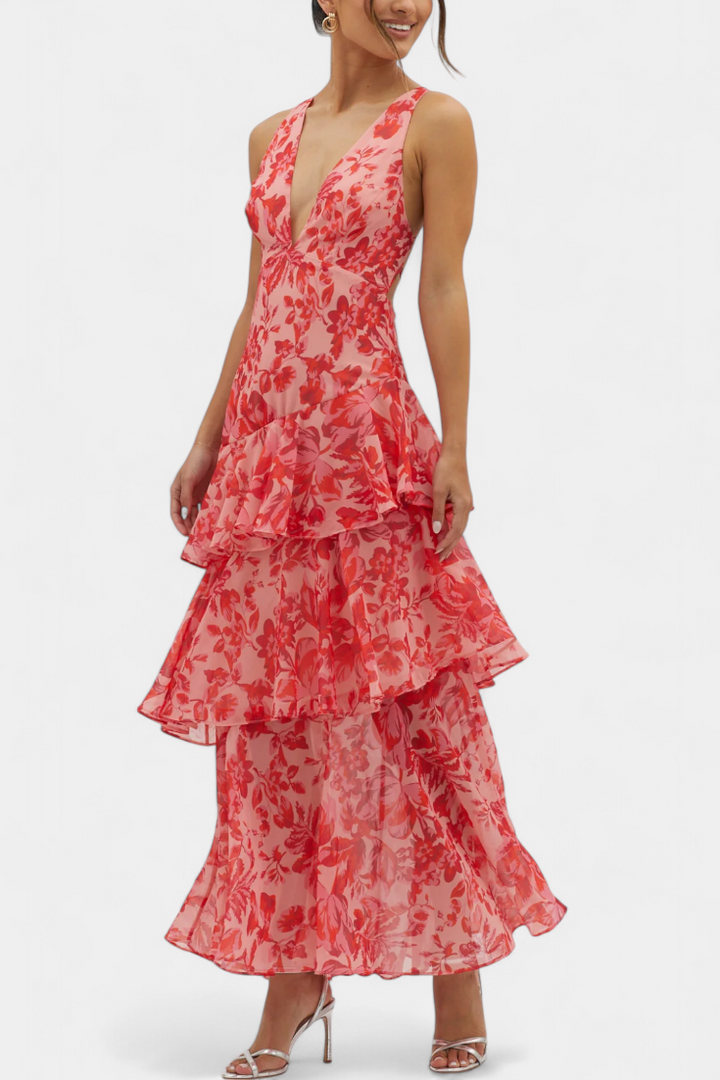 Валентина - Рокля от Шифон с V-Изрез и Пухкави Ръкави