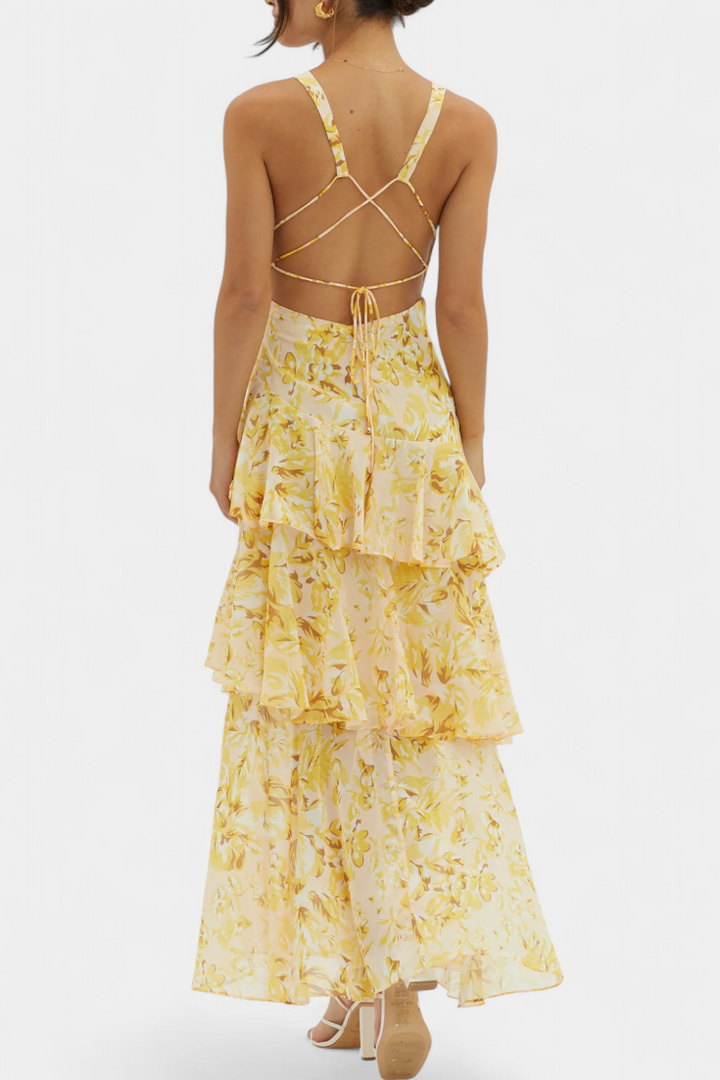 Валентина - Рокля от Шифон с V-Изрез и Пухкави Ръкави