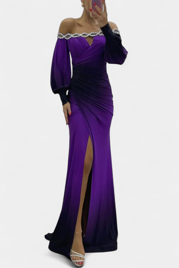 Силвяна Макси Рокля Омбре с Отворени Рамена