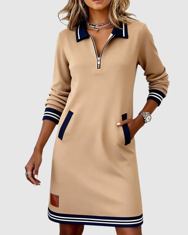 Дарина – Спортна Рокля с Цип и Поло Яка