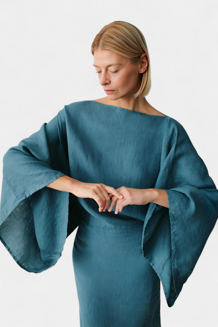 Филипа - Кимоно рокля от лен и с пояс