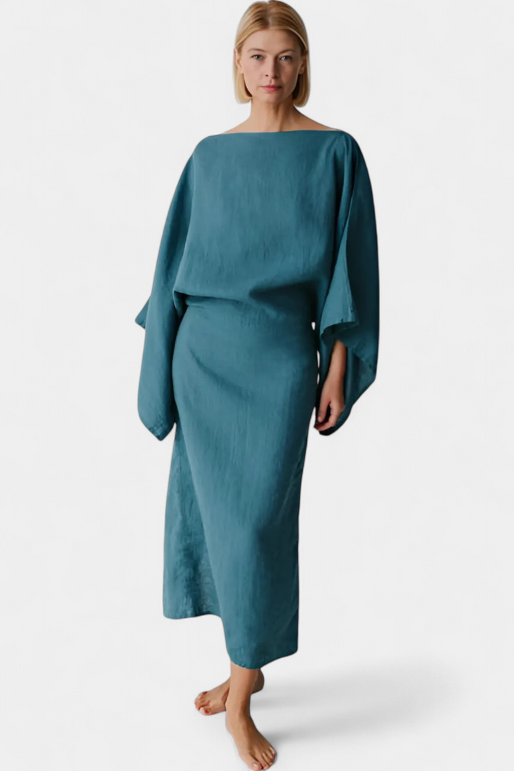 Филипа - Кимоно рокля от лен и с пояс